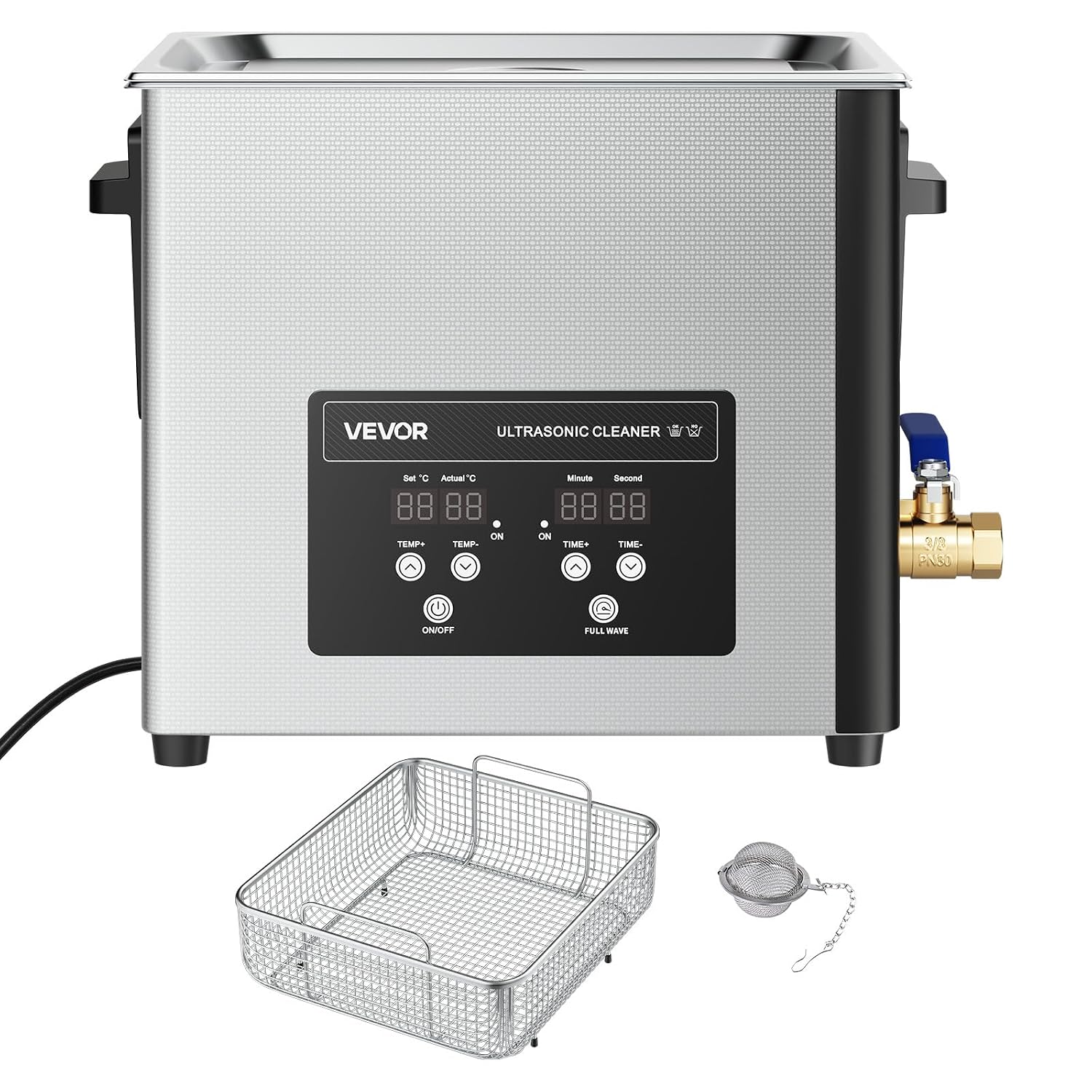 VEVOR 15L Ultrasonic Cleaner, Professional Ultrasonic Cleaner Machine with Cleaning Basket & Digital Display, 240W Stainless Steel 40kHz Industrial Cleaning Machine for Parts, Carburetors, Instruments