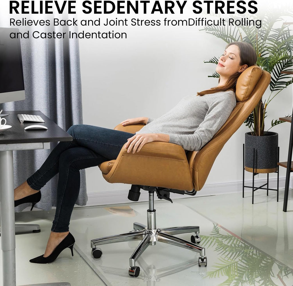 VASUHOME 36'x46' Patented Beveled Edge Glass Chair Mat, Heavy-Duty Office Floor Mat for Hardwood & Carpet, 1/5' Thick, Includes 12 Anti-Slip Pads