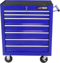 7-Drawer Tool Cart on Wheels, Drawers Rolling Tool Chest with Key Lock, Mobile Trolley Organizer Tools Box with Locking Wheels & Ball Bearing Drawers for Garage,Repair Shop (Blue)