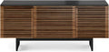 BDI Furniture Corridor 8177-65'' TV Stand for TVs up to 70' with Soundbar Shelf, Storage Drawer, Cable Management, Remote-Friendly Louver Doors, Satin-Etched Glass Top, Natural Walnut