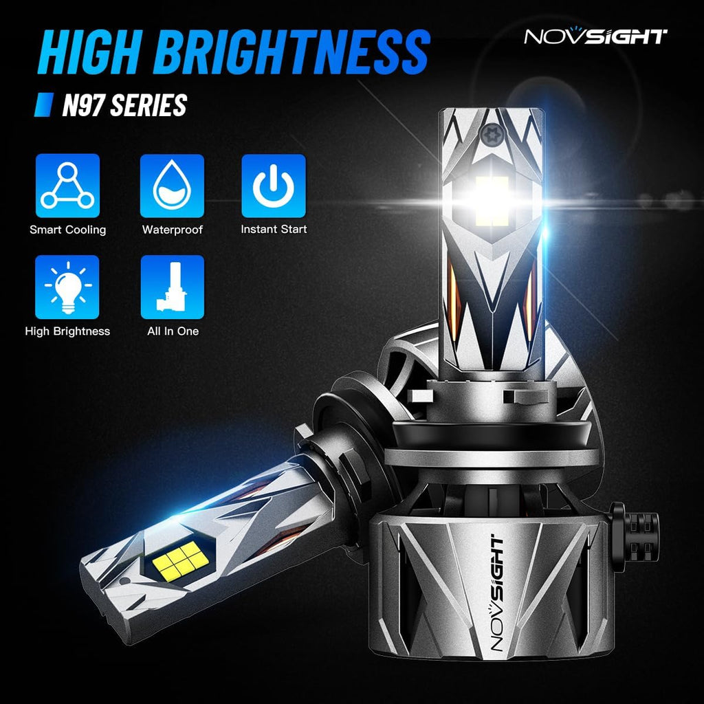 NOVSIGHT 𝗛𝟭𝟭/𝗛𝟵/𝗛𝟴 Fog Bulbs Upgrade, 900% Brighter 95,000LM, 240W Performance, Enhanced Cooling, 5-Min Installation, 100,000+ Hour Lifespan, IP68 & CANBUS Compatible, Pack of 2