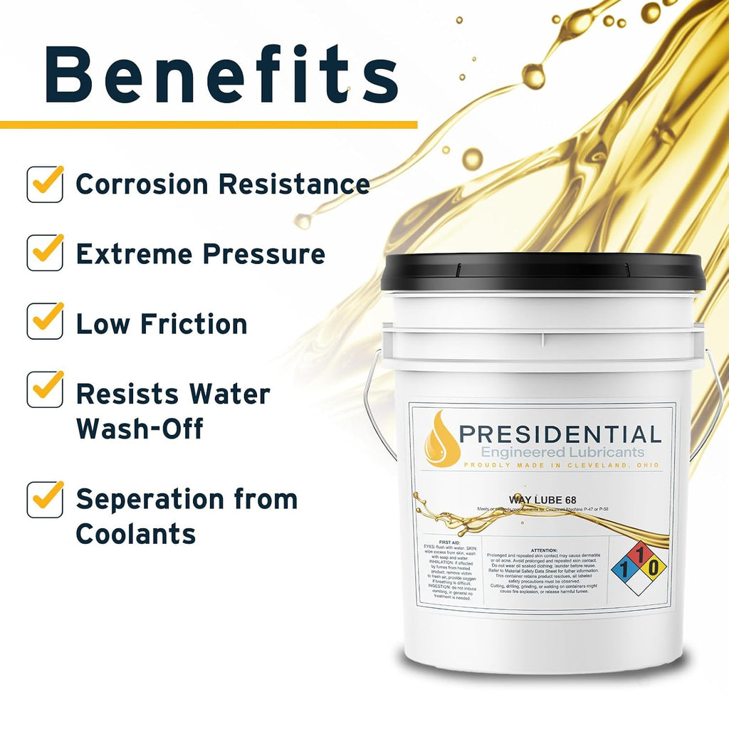 Presidential Way Oil 68 - Industrial Lubricants and Premium Oils for Milling Machines & Other Machine Tools - Control Straight-Line Motion - Made in USA - (5 gal)