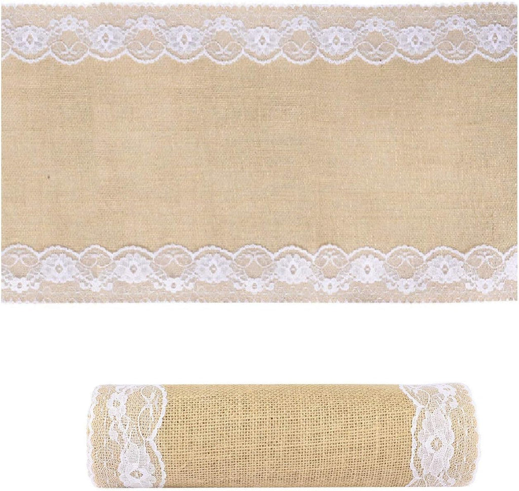 thaisan7, 100% Jute Burlap Hessian Table Runner Lace for Welding Party Home Decore Visitor Welcome- 12' W x 71' L (25)