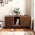 Halitaa Double Litter Box Enclosure,Modern Cat Litter Box Enclosure for 2 Cats, Hidden Litter Box with Cat Scratch Pad, Cat Washroom Cat House End Table, Entryway Bench for Livingroom (Brown)