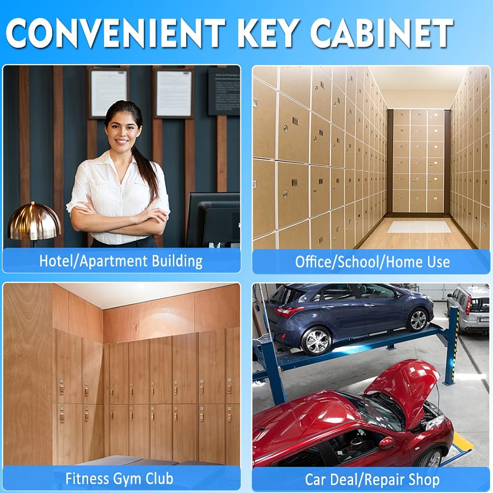 UMEKEN Key Box Wall Mount 200 Position Valet Digital Key Cabinet Lock Box with Code, Electronic Vehicle Key Holder Lockbox with Key Tags, Car Key Organizer Locker Box, Black
