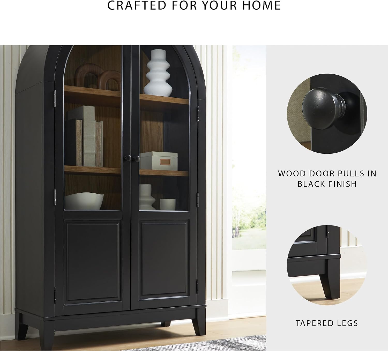 Signature Design by Ashley Dagandale Casual Accent Cabinet with Shelf, Black & Light Brown