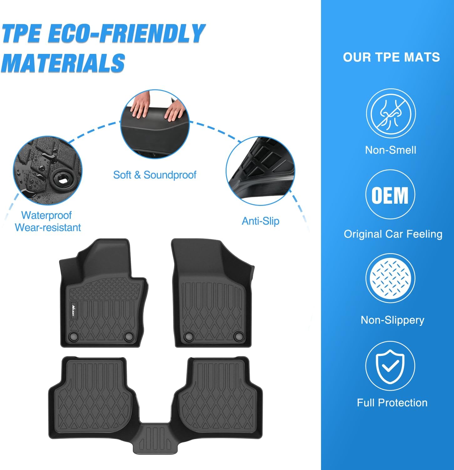 Nilight TPE Floor Mats for Volkswagen VW Jetta 2012 2013 2014 2015 2016 2017 2018, All Weather Custom Fit Heavy Duty Floor Liners