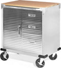 Seville Classics UltraHD Heavy Duty Rolling Cabinet Workbench Table w/Solid Wood Top, Workstation for Garage, Office, Workshop, Granite, 1-Door, 4-Drawer (28' W x 20' D)