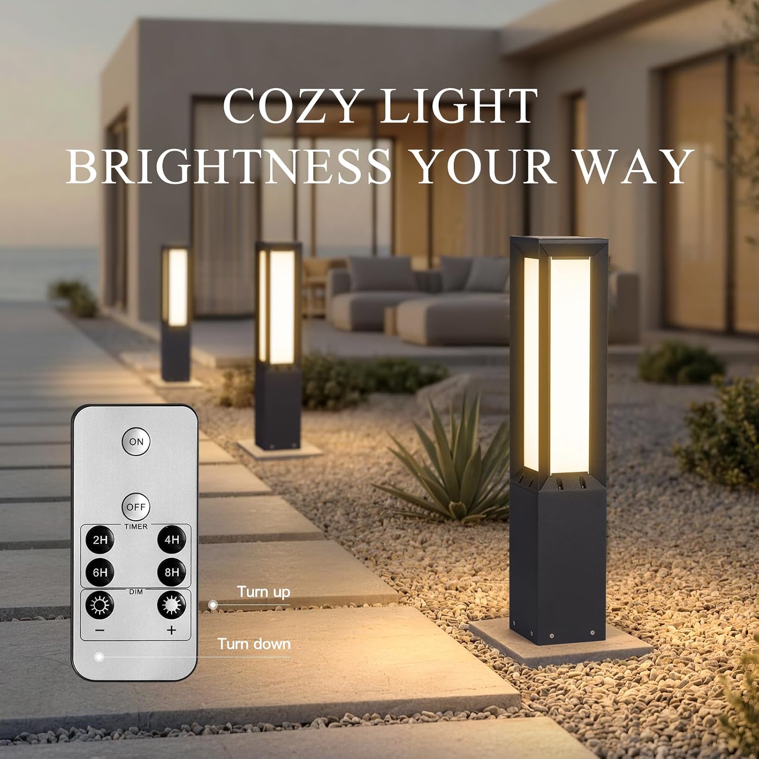 Solar Floor Lamp with Remote, 3000K LED Modern Outdoor Lantern Dimmable, 31.5' Outdoor Solar Lanterns Waterproof IP65, Dusk to Dawn Floor Lamps for Outside Porch Patio Deck Garden Backyard Decor