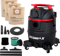 ECOMAX Dust Extractor, Shop Vac, Semi-Auto Filter Clean, 8 Gal 6.5 HP HEPA Wet Dry Vacuum, Anti-Static Hose, Power Tool Take-Off, Dust-Full Indicator, for Woodworking, Workshop and Garage