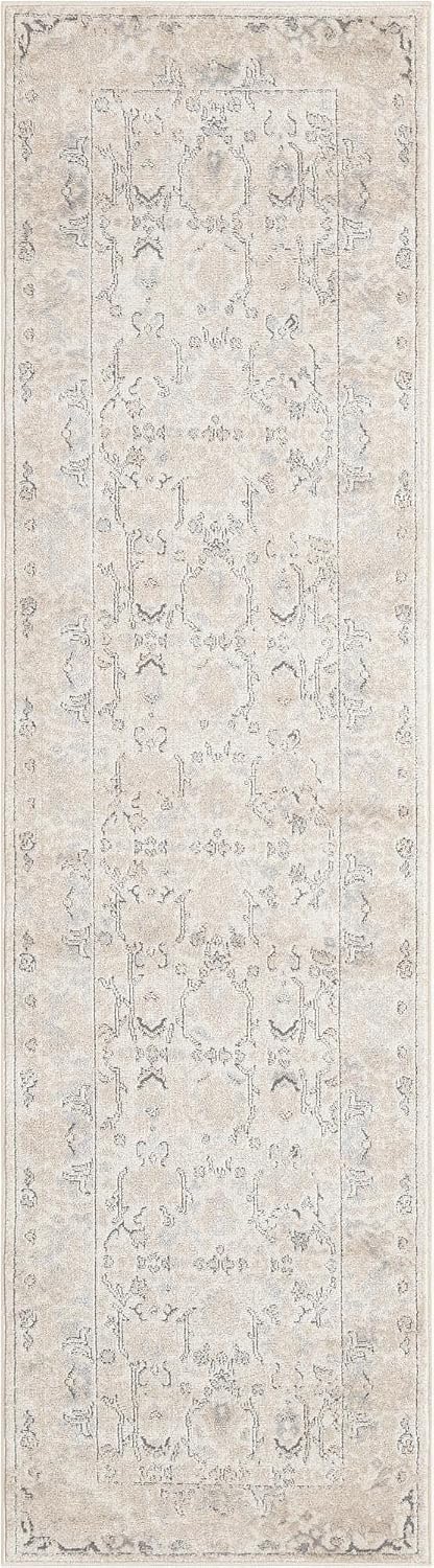 Rugs.com - Oregon Collection Rug – 10 Ft Runner Ivory Easy-Clean Rug for Hallways, Entryways, and Kitchens