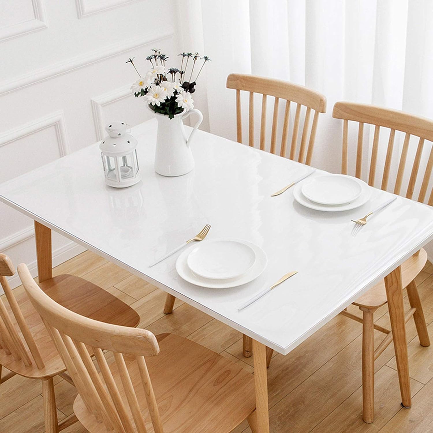 Clear PVC Furniture Protectors Waterproof PVC Table Pad 3 Thicknesses Tablecloth for Hardwood Surface Kitchen Carpet Tiles Dresser Desk Covers, Custom Size