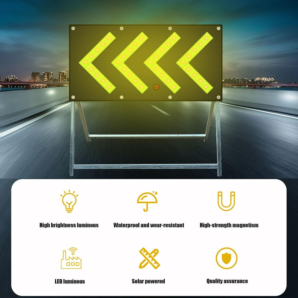 LED Magnetic Traffic Guide Light, Solar Traffic Safety Arrow Sign Signal Emergency Road Warning Light(Solar Energy)