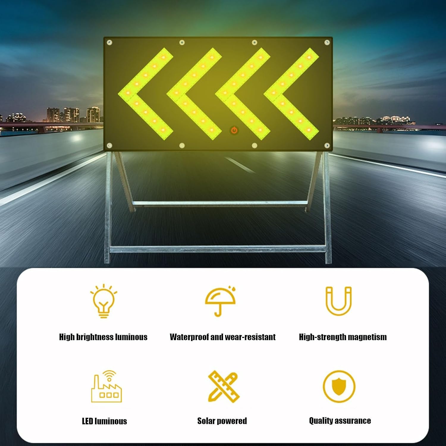 LED Magnetic Traffic Guide Light, Solar Traffic Safety Arrow Sign Signal Emergency Road Warning Light(Solar Energy)
