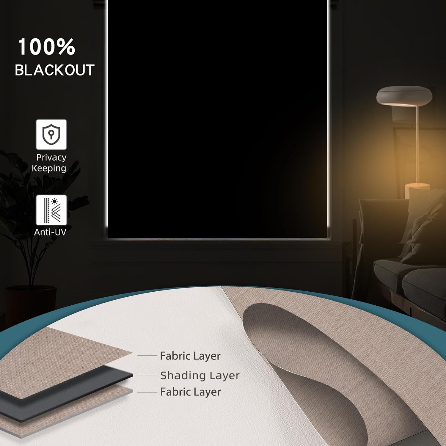 Motorized Roller Shade, 100% Blackout Smart Window Blinds Work with Homekit, Alexa, Google Home, Remote Control, Electric Blinds with USB/Solar Pannel Charging,Bouvardia Light Brown
