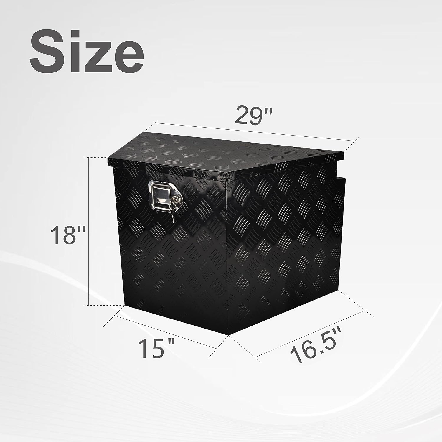 29 Inch Aluminum Utility Trailer Tongue Tool Box Wide Utility Trailer Tongue Toolbox RV Storage OrganizerTrailer Storage Tool Box With Lock & Keys Black, 5 Bar Tread (29'X16.5'X18')