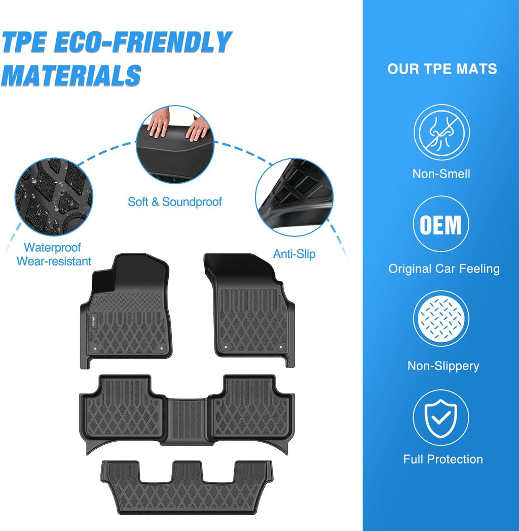 Nilight TPE Floor Mats for Audi Q7 SQ7 2017-2026,Audi Q8 2019 2020 2021 2022 2023 2024 2025 2026 All Weather Custom Fit Heavy Duty Floor Liners