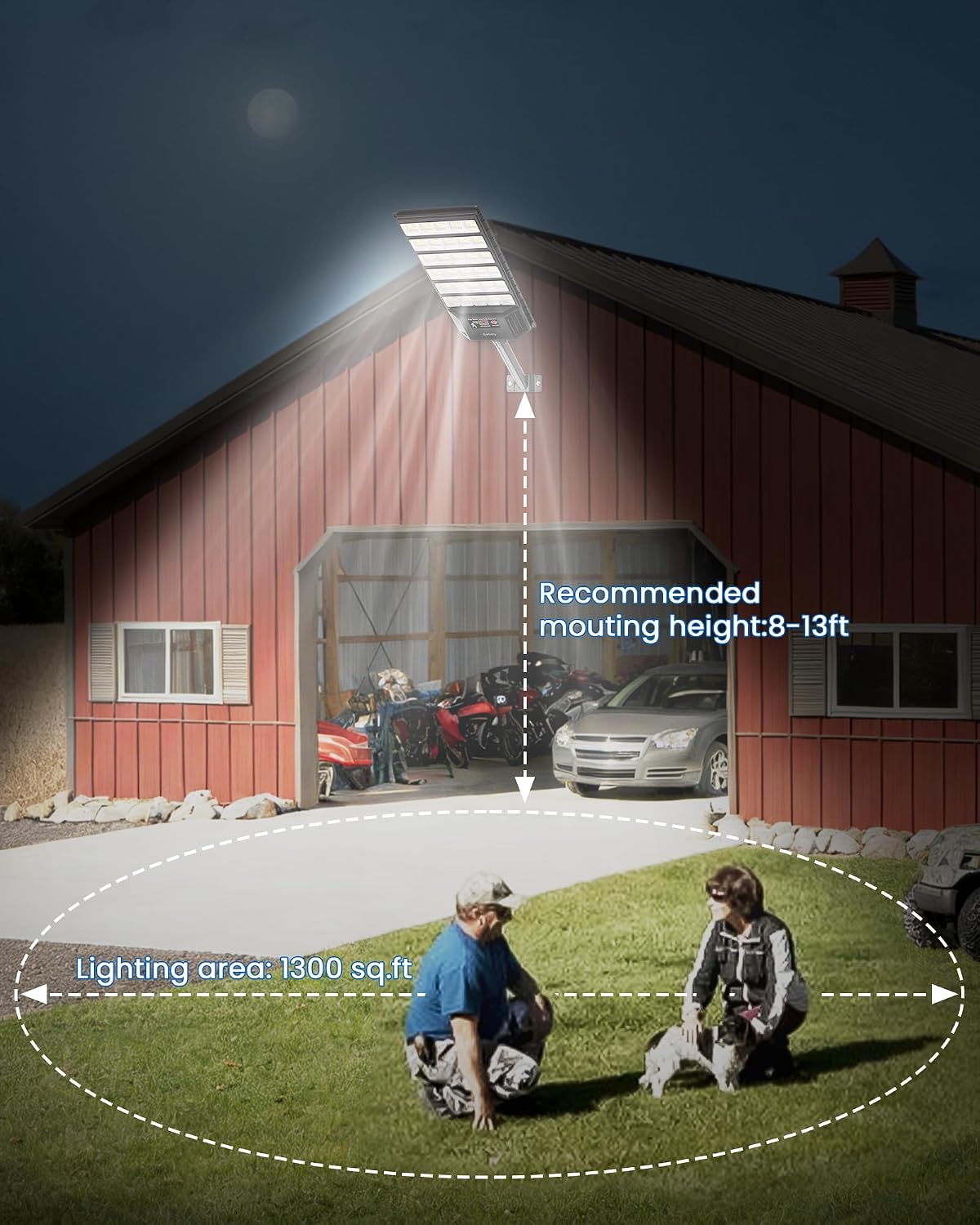 Gefolly Solar Lights Outdoor, 3000K/4000K/6000K Street Lights Outdoor Dusk to Dawn, IP67 Waterproof Solar Flood Security Lights with Motion Sensor for Warehouse, Yard, Garage-2Pack