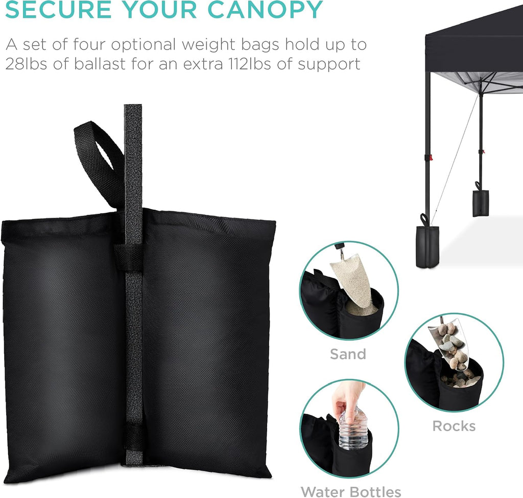 Best Choice Products 10x10ft Pop Up Canopy Tent, Outdoor Shade, 1 Person 1 Minute Set Up, Carry Case, 4 Weight Bags - Black
