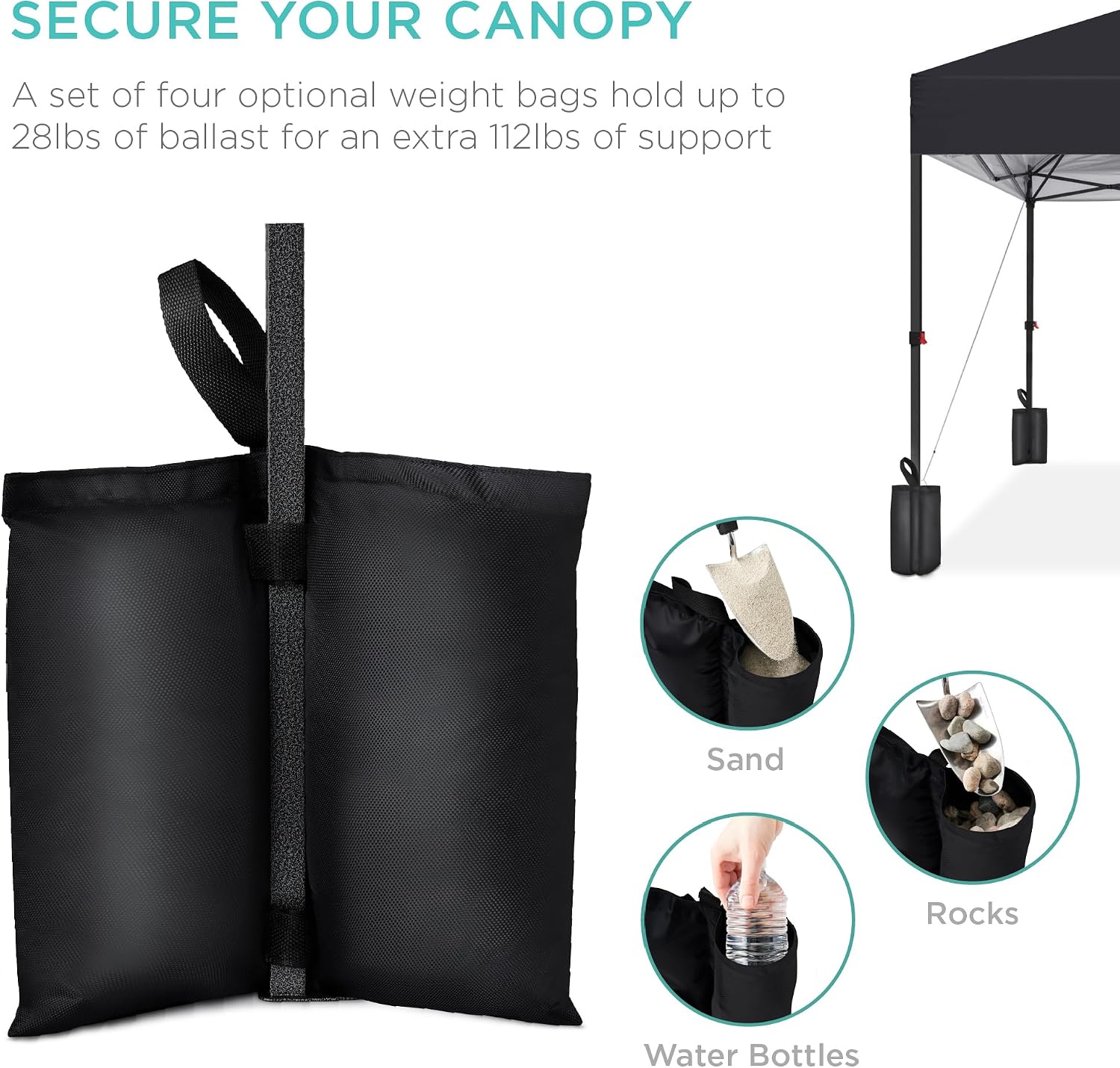 Best Choice Products 10x10ft Pop Up Canopy Tent, Outdoor Shade, 1 Person 1 Minute Set Up, Carry Case, 4 Weight Bags - Black