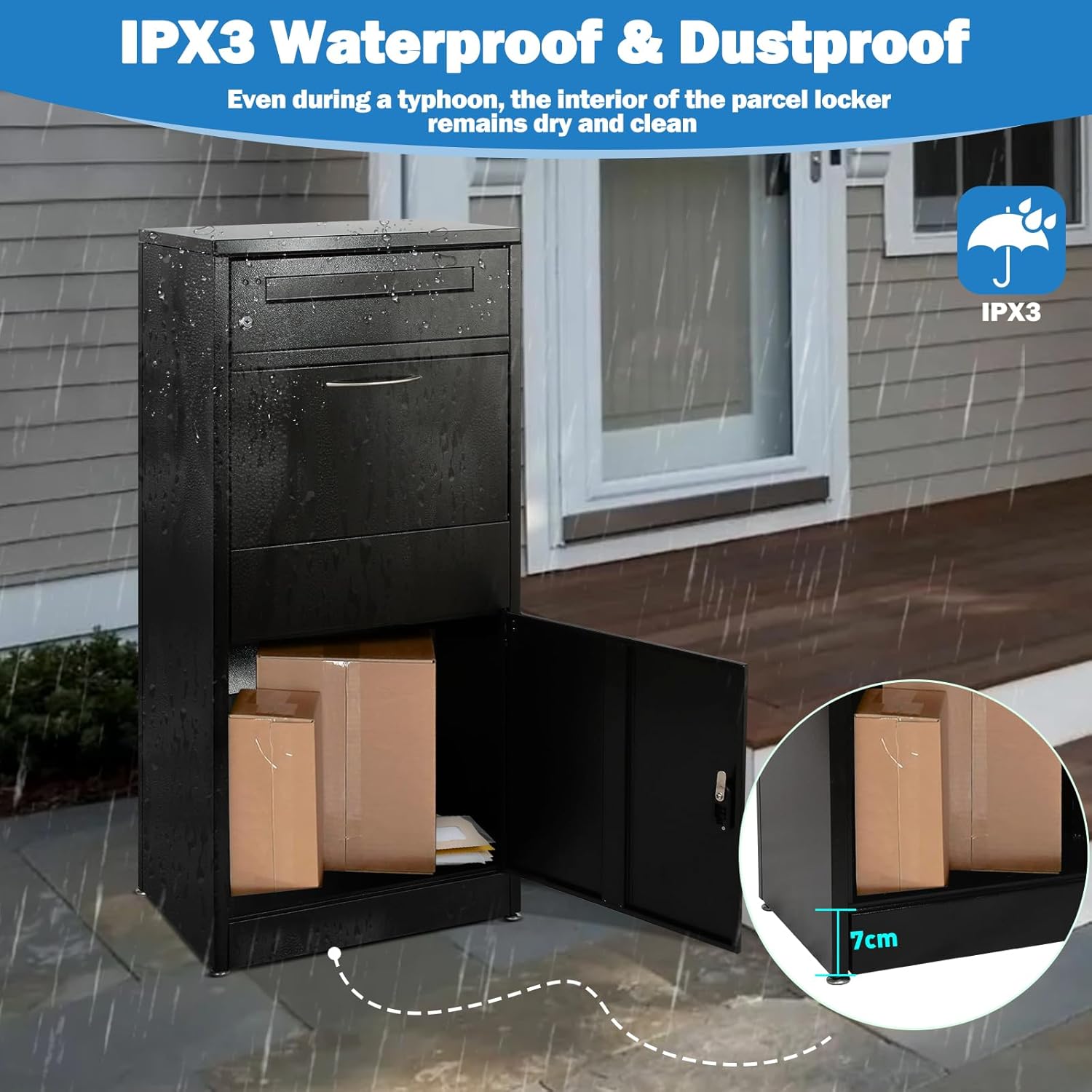 Package Delivery Boxes & Mailbox for Outside, Large Parcel Drop Box with Coded Lock, Made of Steel Mailbox with Waterproof Anti-Theft Function, Not Easy Deformed for Home, Porch, Business, Curbside