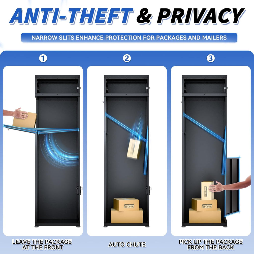 Package Delivery Boxes & Mailbox for Outside, No Assembly Required Large Parcel Drop Box with Keys, Steel Mailbox with Waterproof Anti-Theft Function, Not Easy Deformed for Home, Porch, Business