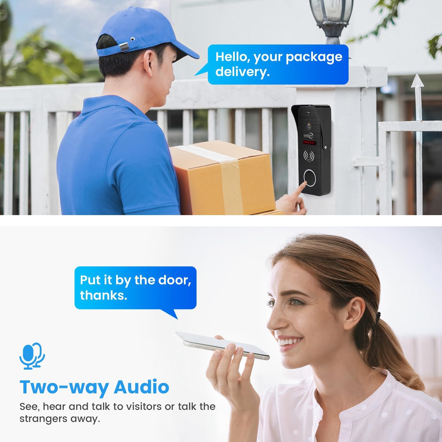 Wired Smart Video Apartments Intercom System,10 Inch Monitors with 1080P Doorbell Camera,3-in-1 Unlocking,TUYA WiFi Door Phone Kits, Ideal for Villas & Homes (2 doorbell + 3 Monitor)