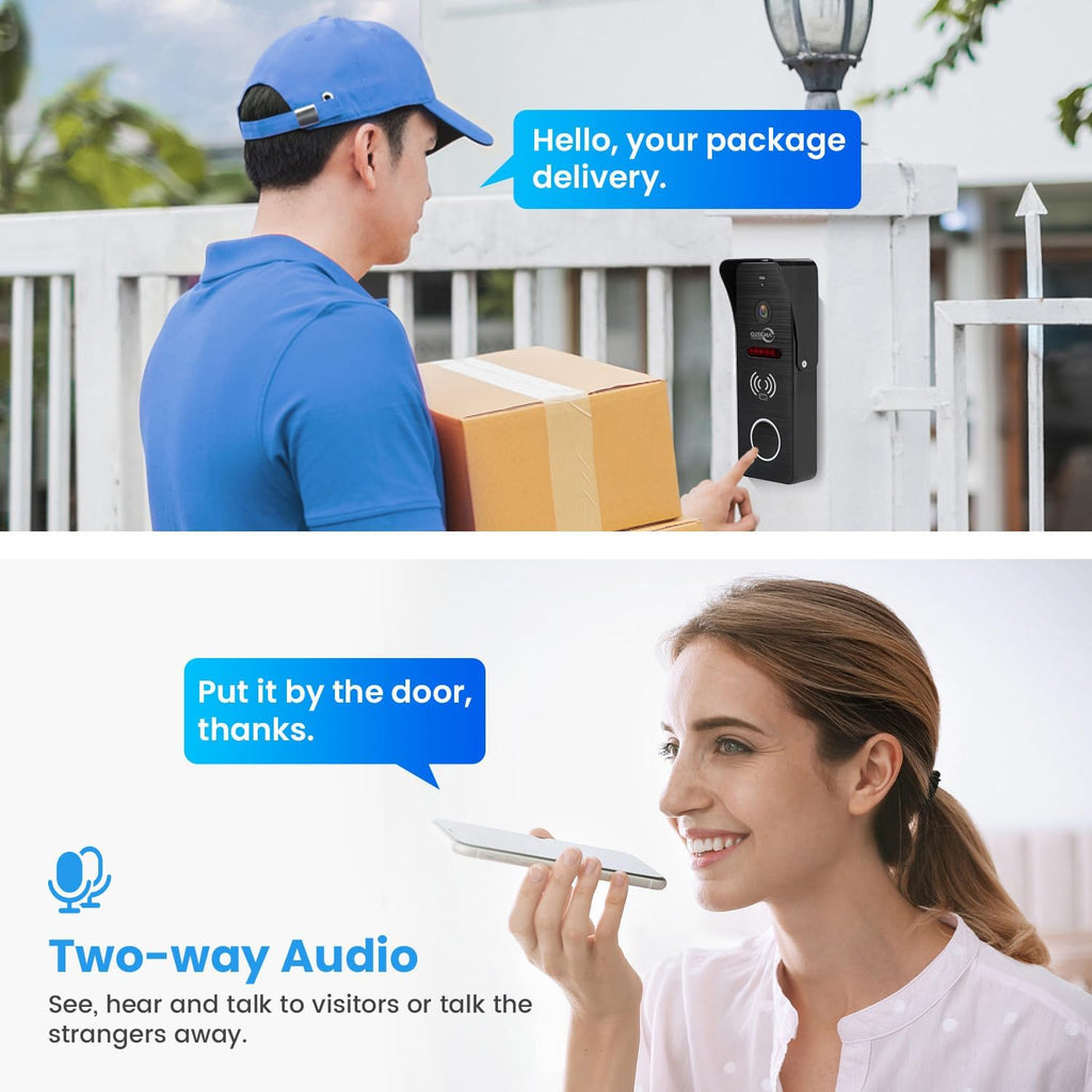 Wired Smart Video Apartments Intercom System,10 Inch Monitors with 1080P Doorbell Camera,3-in-1 Unlocking,TUYA WiFi Door Phone Kits, Ideal for Villas & Homes (1 doorbell + 4 Monitor)