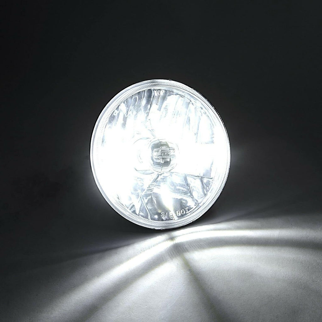 Octane Lighting 5-3/4 Crystal Clear Metal Glass Headlight Led 4000Lm H4 Light Bulb Headlamp Set