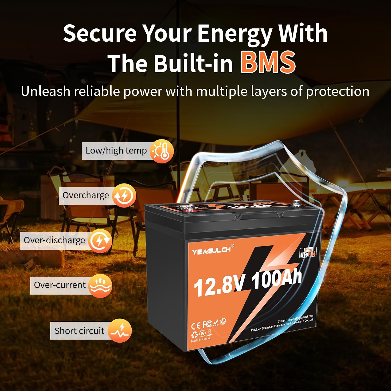 2 Pack 12V 100Ah Mini LiFePO4 Lithium Battery Built-in 100A BMS 1.28kWh 10-Year Lifespan Rechargeable Battery 6000 Deep Cycles Perfect for RV Solar System Camping Off-Grid