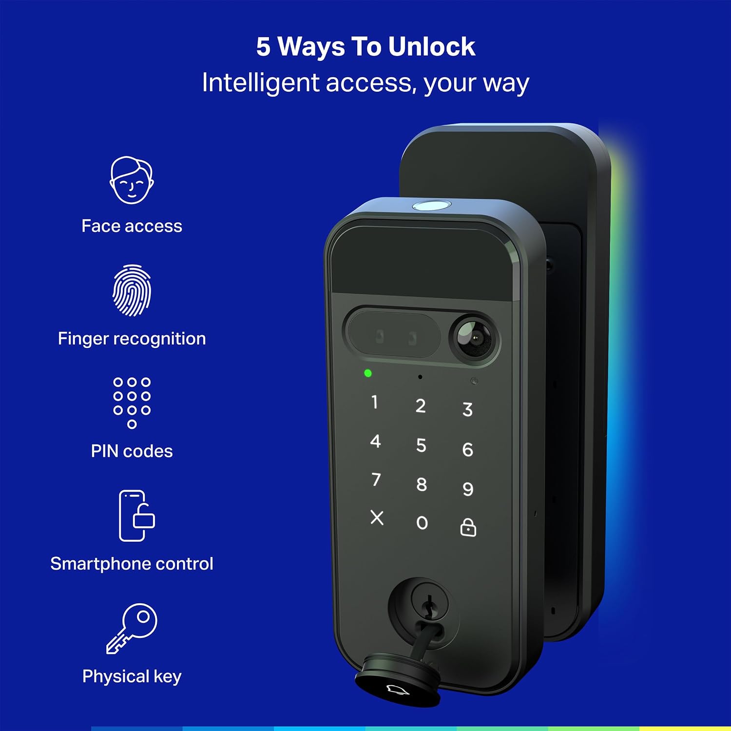 myQ Secure View™ 3-in-1 Smart Lock with 2K HDR Video Doorbell Camera, Face Access, Fingerprint Access, PIN & App Control — Intelligent Entry with Built-in Camera, Color Night Vision & Two-Way Audio