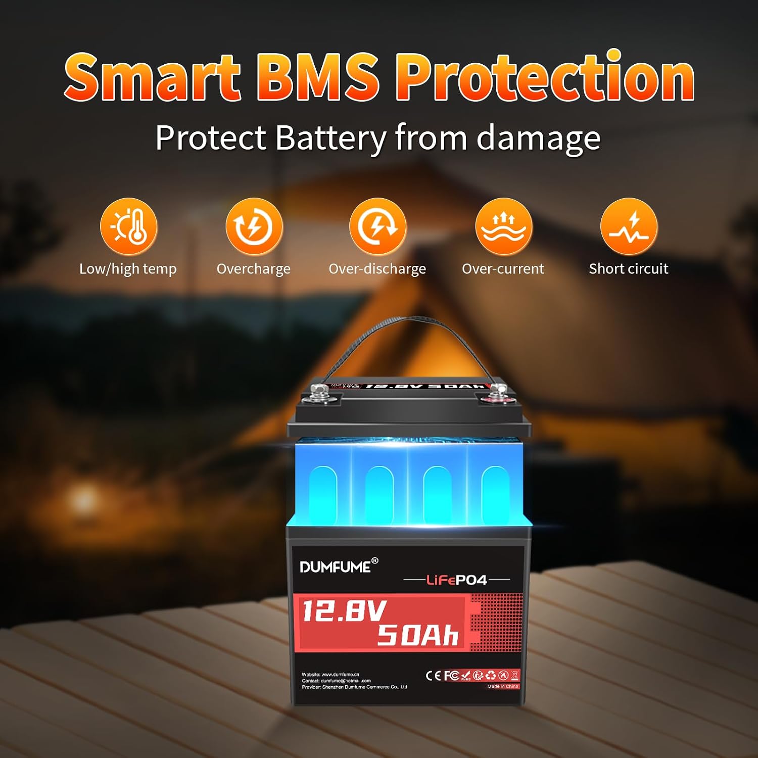 2 Pack 12V 50Ah LiFePO4 Lithium Battery, Built-in 50A BMS,640Wh Capacity, 6000+ Cycles, Low-Temp Protection,Perfect for RV, Camping, and Home Energy Storage