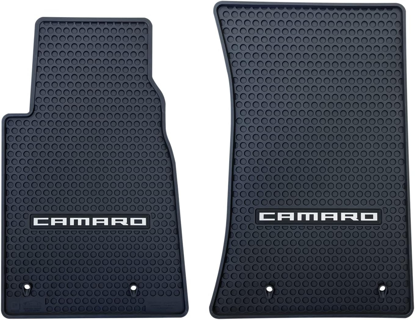 Lloyd Mats Custom-Fit All-Weather Rubber Floor Mats for Chevy Camaro 2010-2015 (2PC - Camaro Word, Black)