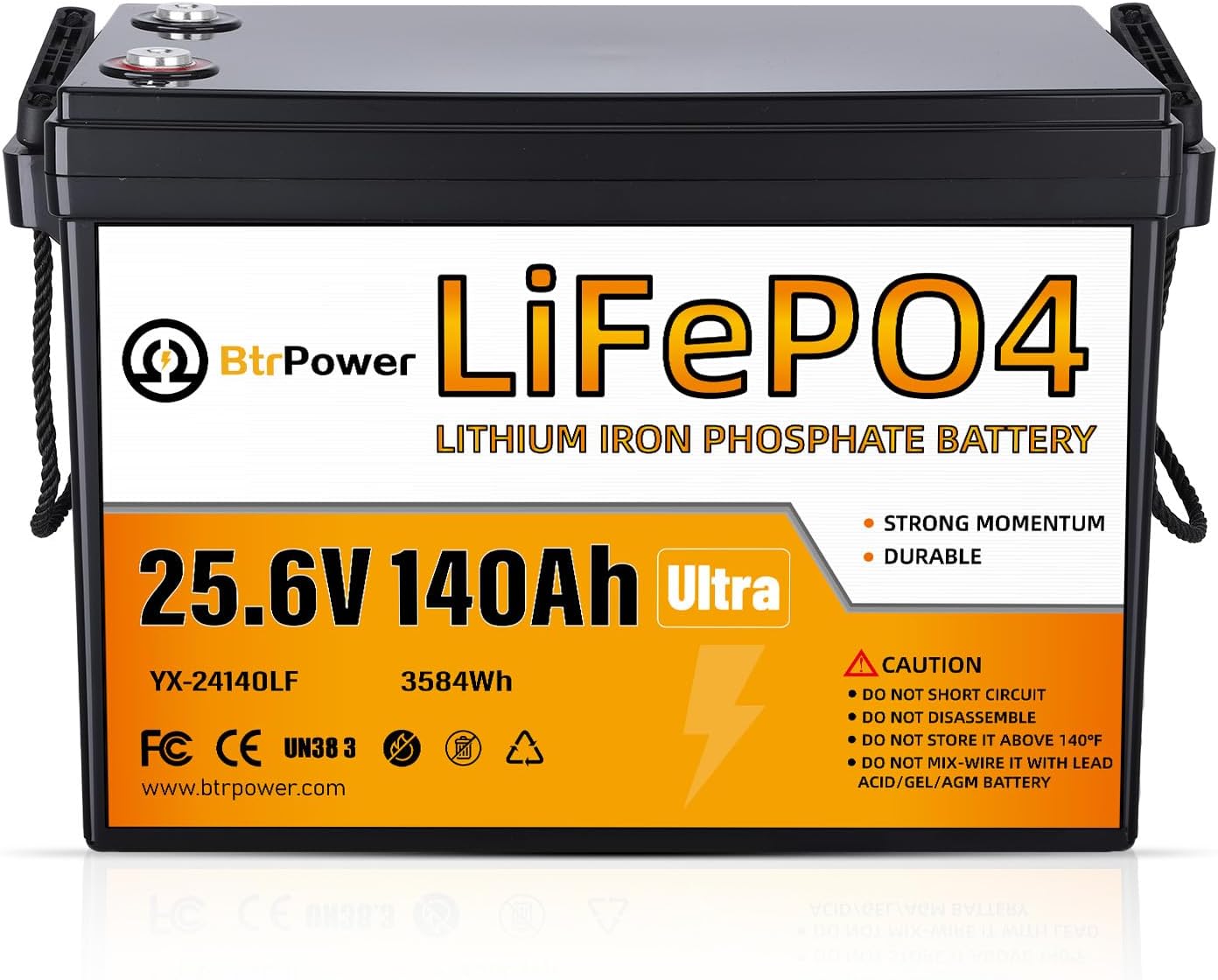 2 PACK 24V Lithium lifepo4 Deep Cycle Battery 140Ah, 4000+ Cycles, Support Series connection for 48V System,Perfect for RV,Marine,Backup power,Solar Home Off-Grid System (2PACK-24V 140AH)