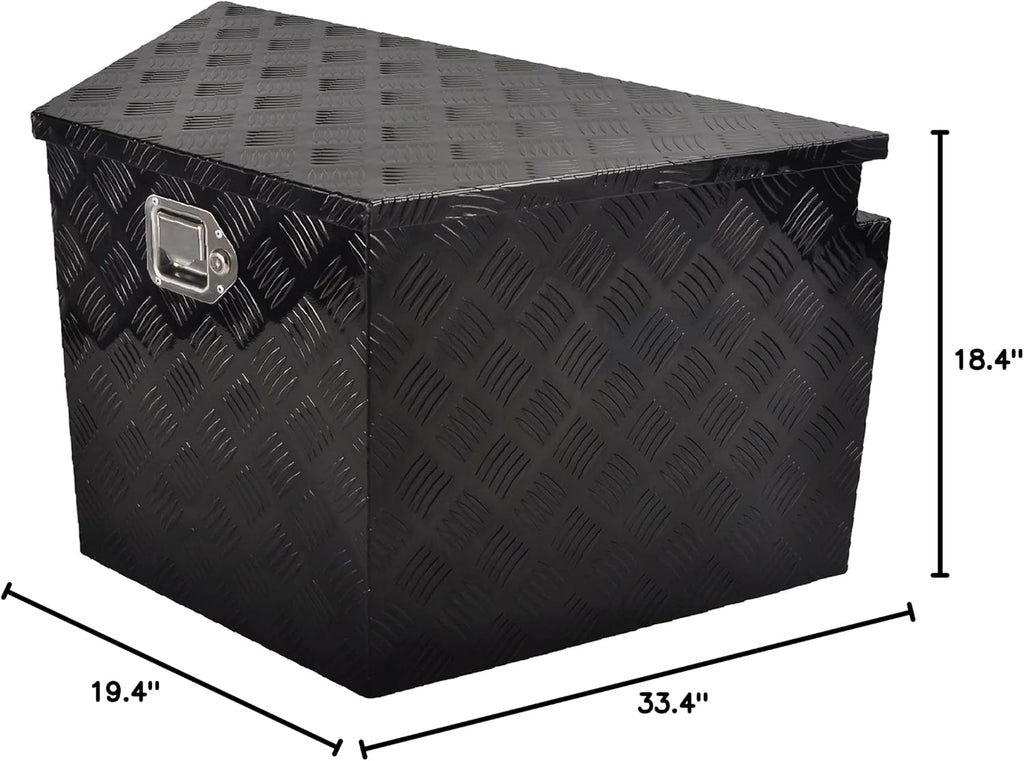 33'(L) x 19'(W) x 18'(H) Aluminum Storage Box for Utility Trailers, RV Storage Organizer with Lock & Keys - Black