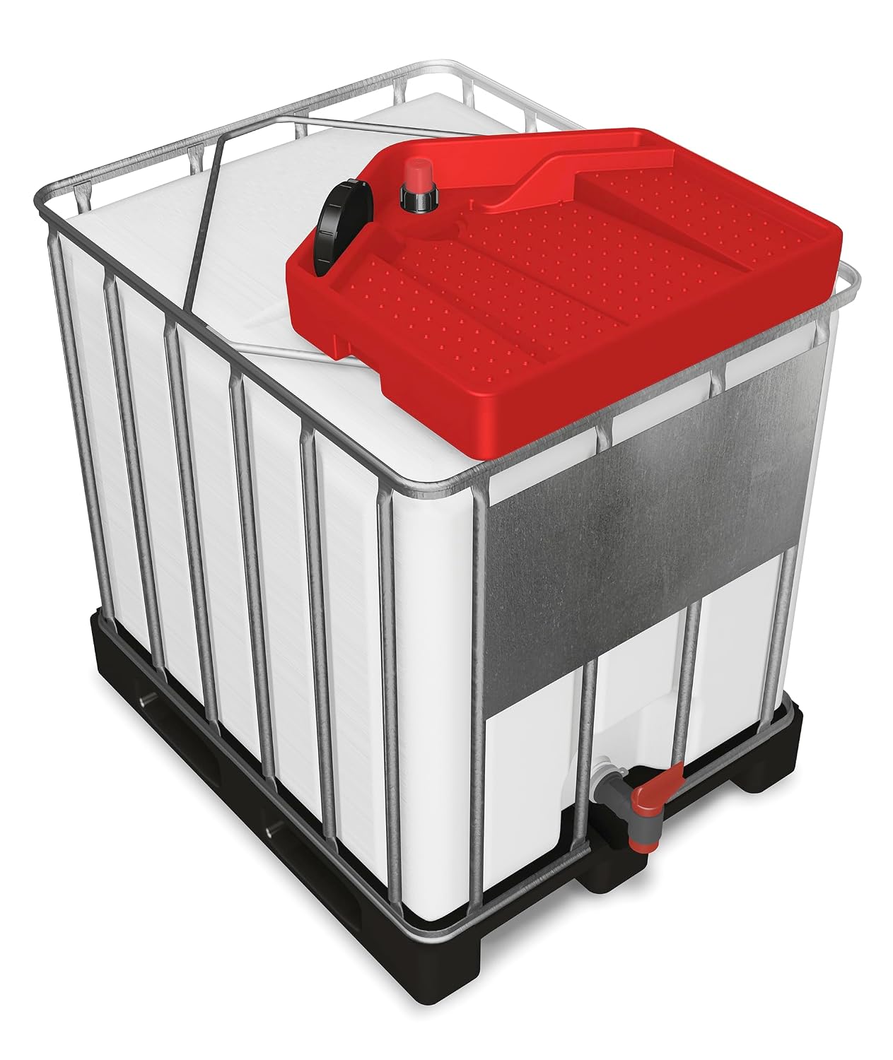 DENIOS® IBC Tote Funnel - Premium IBC Funnel chemically Resistant Polyethylene in Red – 1x - Large Drain Opening (4.9in) - Made in USA
