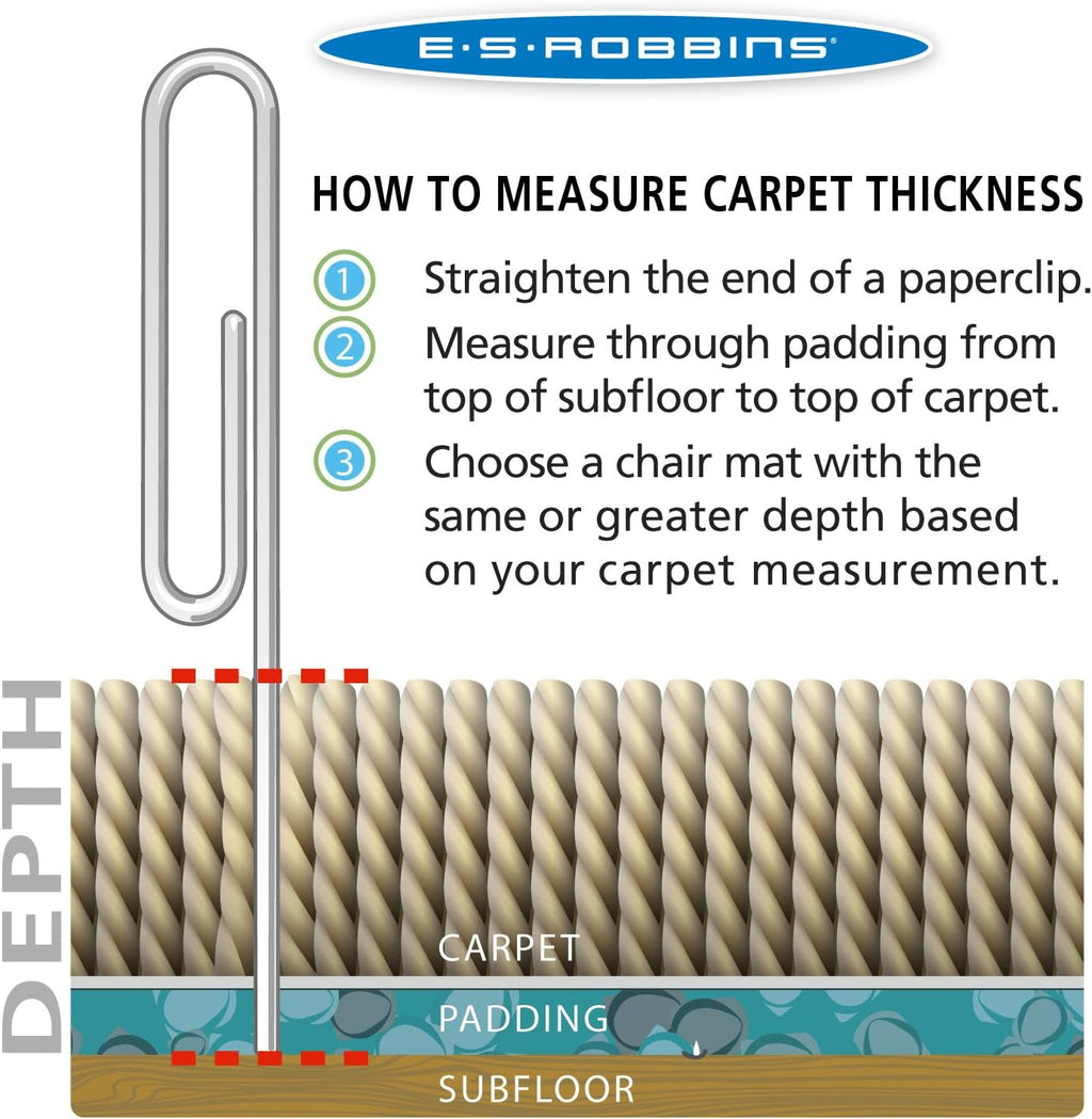 ES Robbins Extra High Pile Carpet Chair Mat, Square 60'x60', Beveled Edge