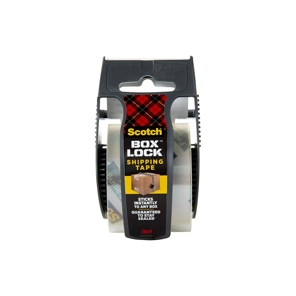Scotch Box Lock Packing Tape,Clear,Extreme Grip Box Packaging Tape for Shipping and Mailing,1.88 in. x 22.2 yd.,6 Rolls with Dispensers,(Pack of 6)