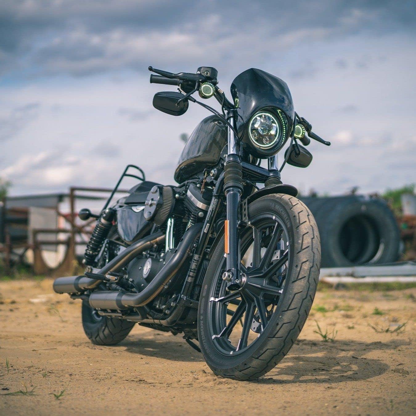 Eagle Lights 8748TS-C-EE 2' Front LED Turn Signals with White Halo Running Lights Compatible With Harley Davidson® Motorcycles - Generation I / 1157 Base/Add Clear Lenses/Add Load Equalizer