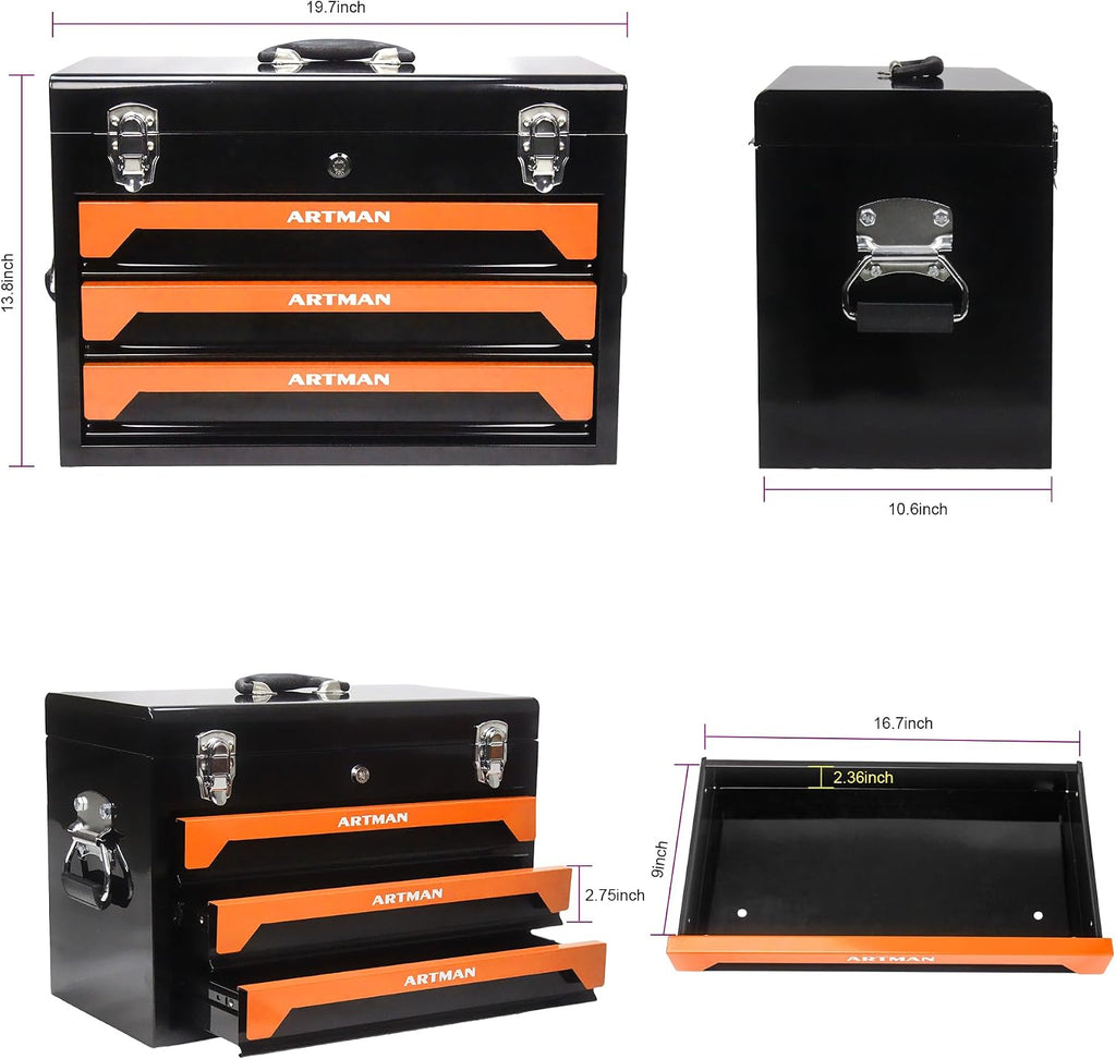 tool box with tools, tool set mechanics kit, 439 piece tool set, socket wrench set, mechanic tool set, heavy duty tool box, home tool kit, automotive tools, DIY tool set (439pcs-orange)