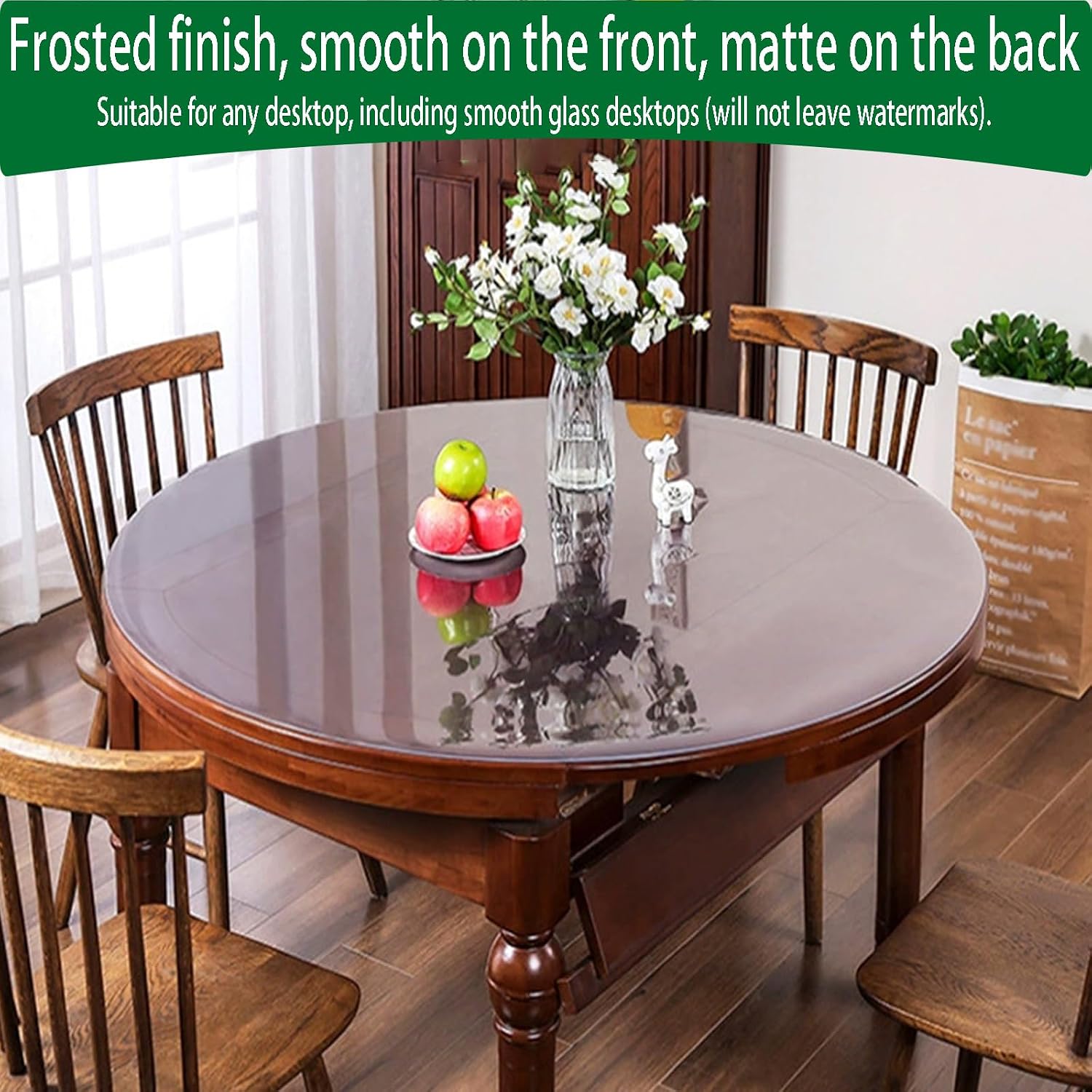 Frosted 2mm Thick Plastic Table Cover Transparent,54x81 Inch Clear PVC Desk Mat Protector,Oil-Proof Vinyl Tablecloth Easy Cleaning Desk Pad Clear Table Protector for Coffee Dining Room Tabletop