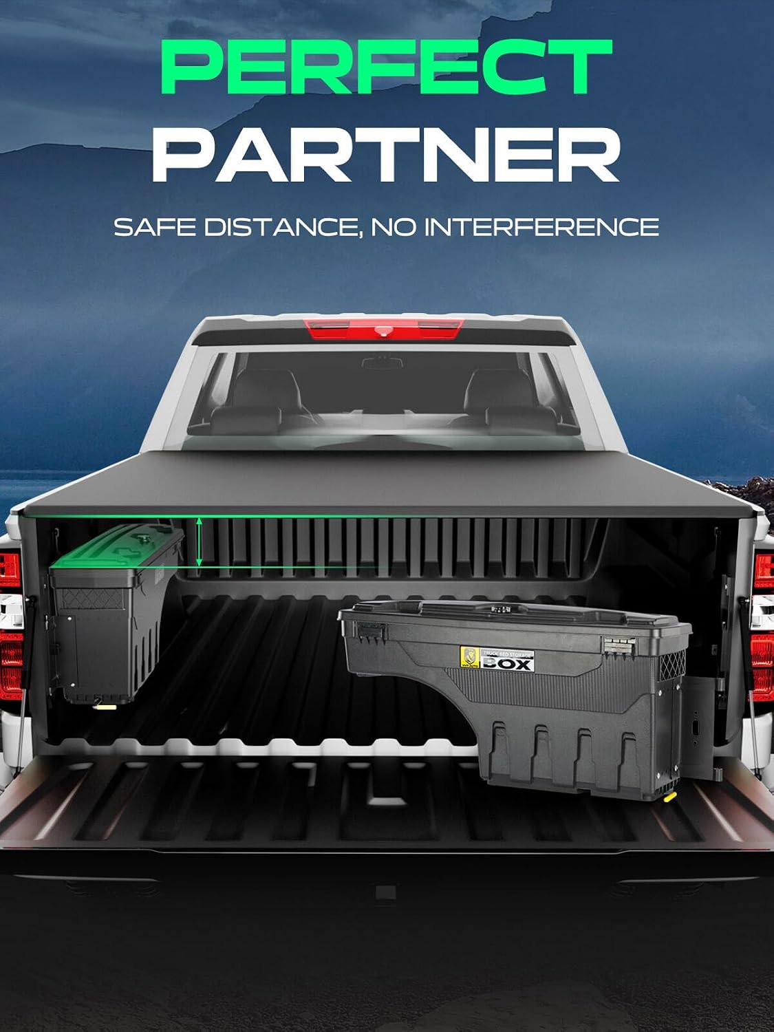 YHTAUTO Truck Bed Storage Tool Box Lockable Compatible with 1987-2011 Dodge Dakota, Passenger Side, Swing Waterproof Wheel Well Toolbox
