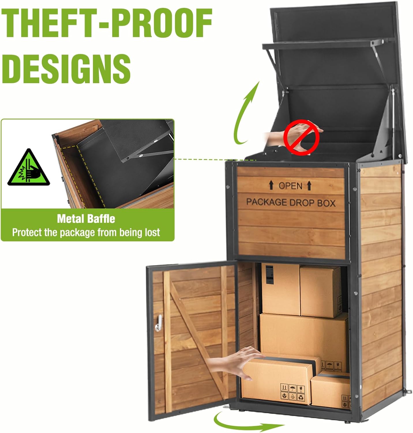 Package Delivery Boxes For Outside With Combination Lock, Anti-Theft Package Drop Box With Weatherproof Design, Wooden Porch Package Delivery Box With Secure Storage For Home And Business