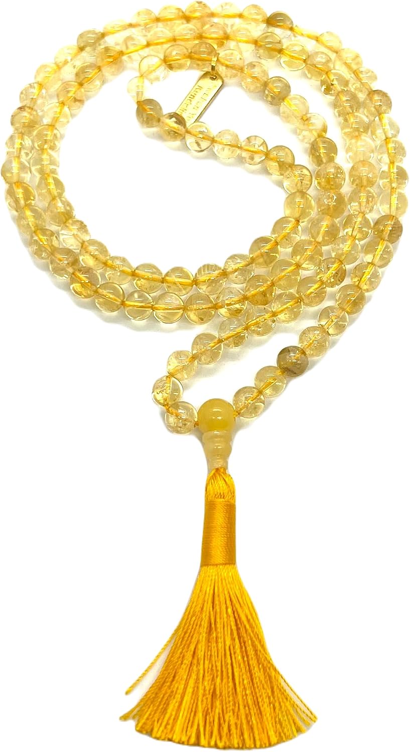 AAA Citrine Mala Necklace – 8mm 108 Beads – Solar Energy