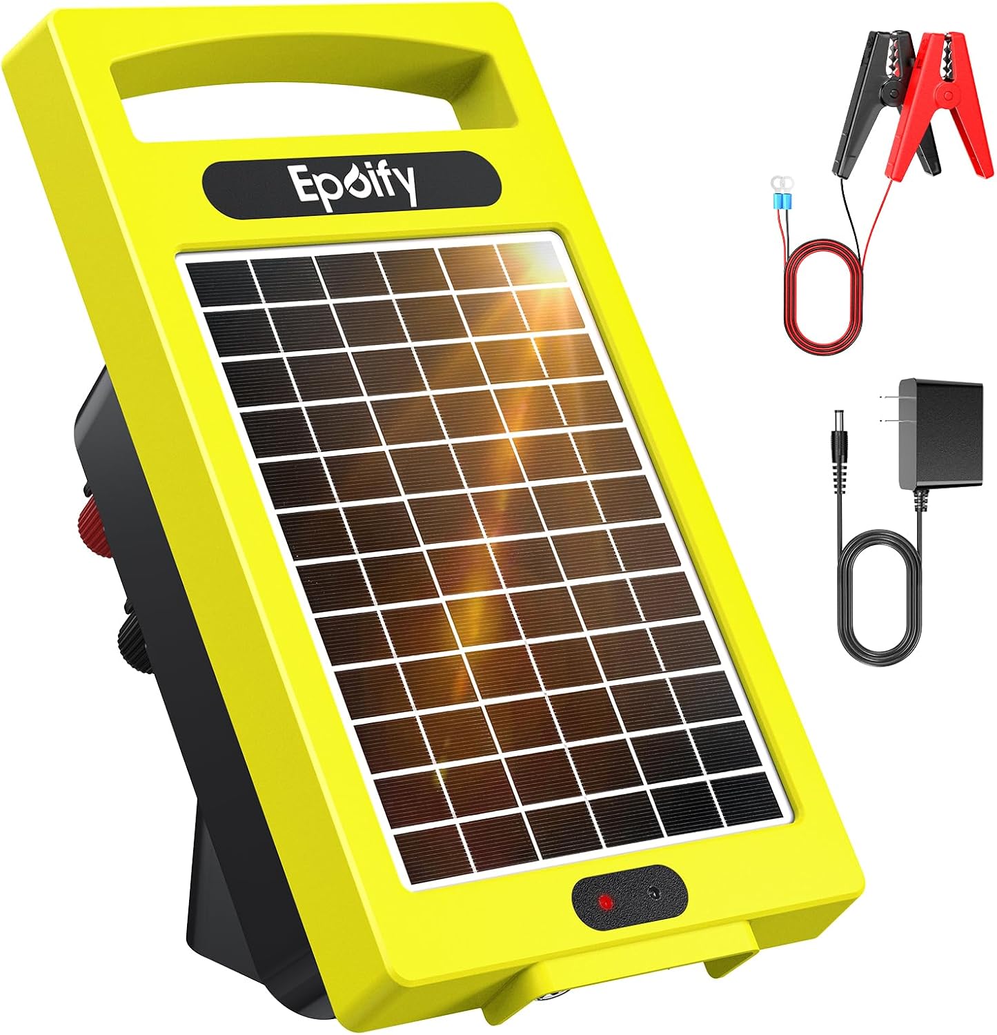24 Hour Solar Electric Fence Charger, 20 Miles, Up to 10200v Output Range Electric Fence Charger, 0.32J Portable Energizer with Rechargeable Solar Panel for Livestock & Predator Protection
