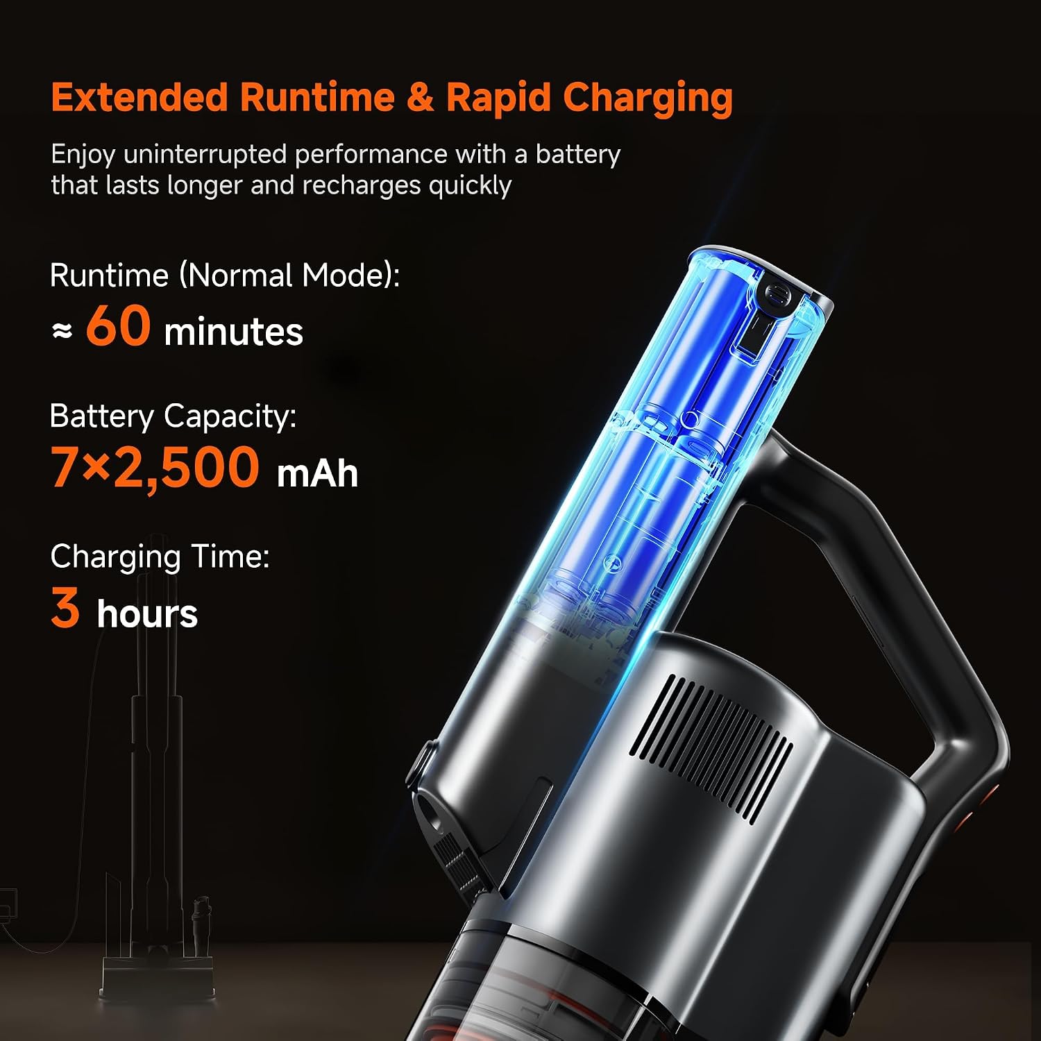 uwant V500 Cordless Vacuum Cleaner with Auto Empty&Auto Dust Scrap System, 7-Layer HEPA Filtration, Anti-Tangle Brush, Stick Vacuum for Pet Hair, Hard Floors, Carpet，Grey