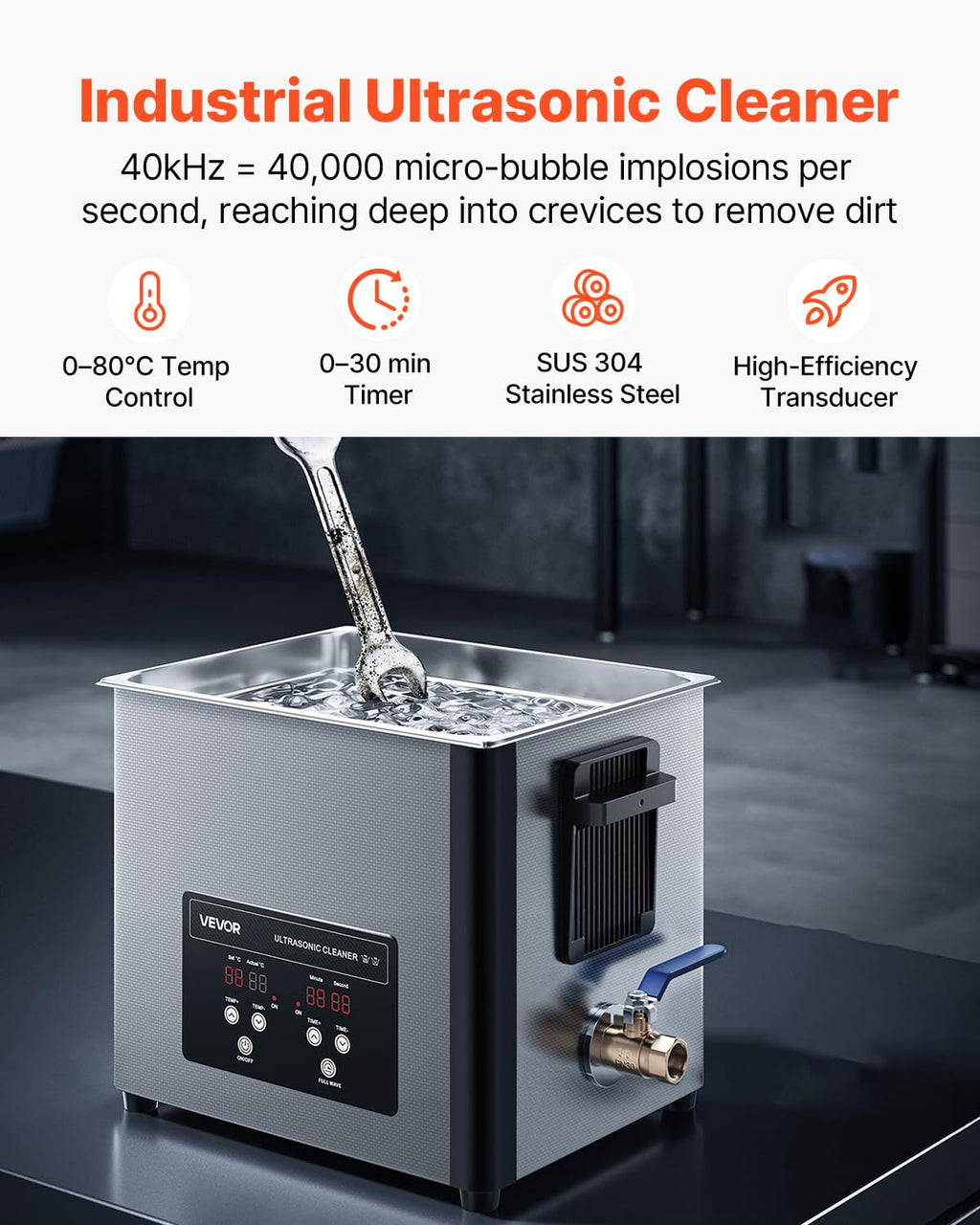 VEVOR 10L Ultrasonic Cleaner, Professional 180W Ultrasonic Cleaner Machine with Digital Display and Cleaning Basket, 40kHz Stainless Steel Cleaning Machine Ideal for Jewelry, Coins, Watches, Razors