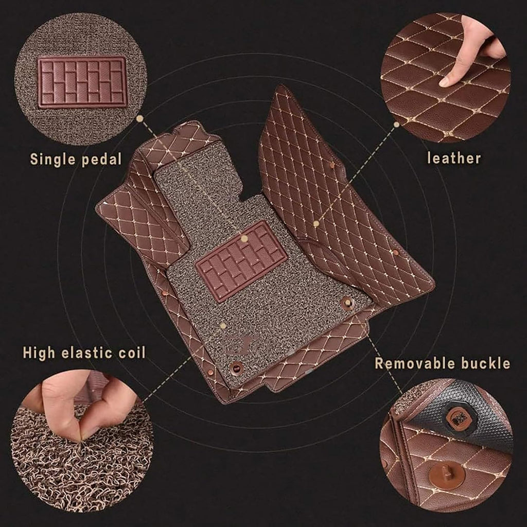 Custom Leather Car Floor Mats for Lincoln Aviator(6seats with armrest) 2020-2023, Double Layer Full Coverage Luxury Floor Liners Carpet Waterproof Non Slip Protection Pads Interior Accessories