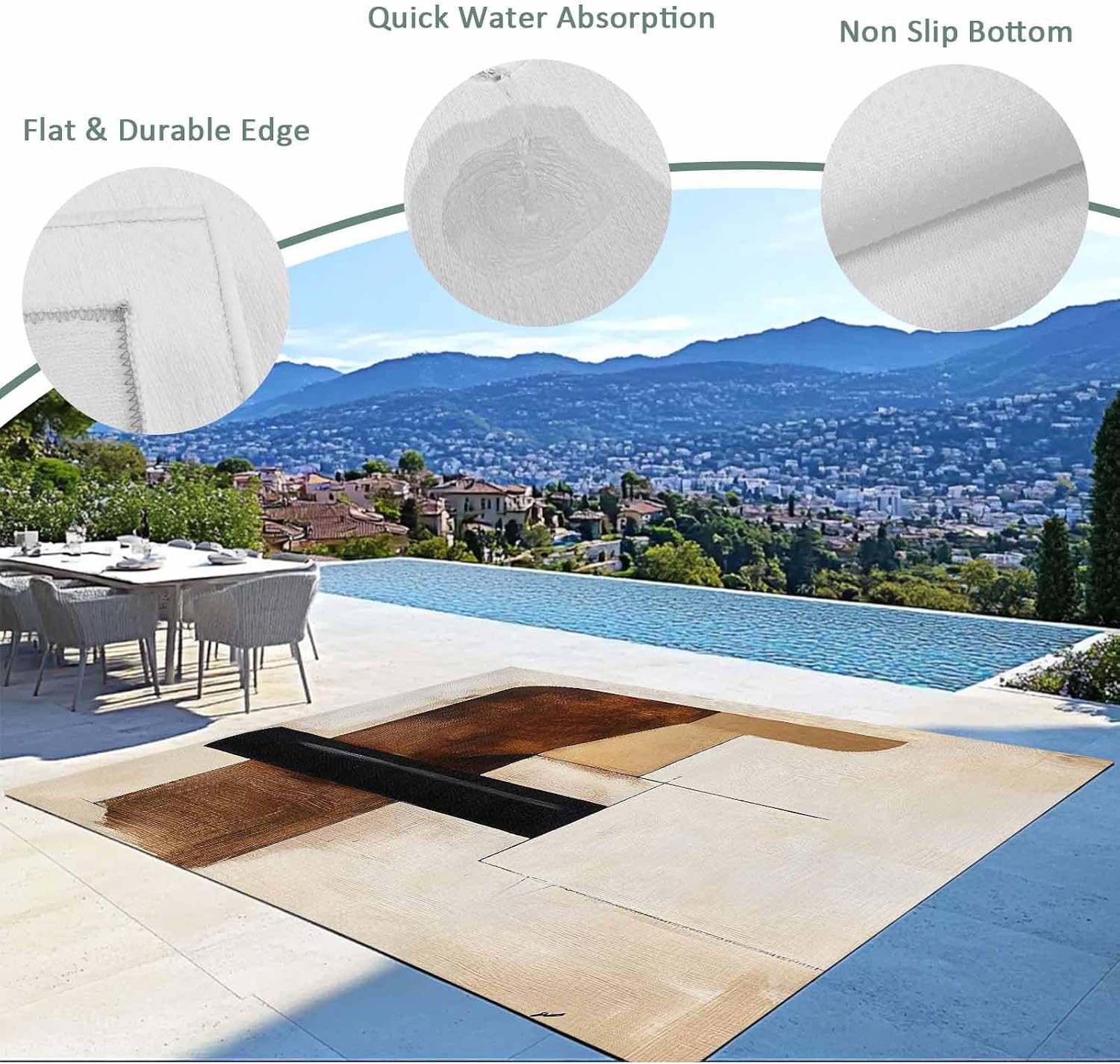 Outdoor Rug 4x6ft Vintage Abstract Mid Century Graffiti Art Patio Area Rugs Waterproof Easy Cleaning Non Shedding Thick Mats Retor Carpet for Indoor Outdoor Porch Deck Backyard Balcony