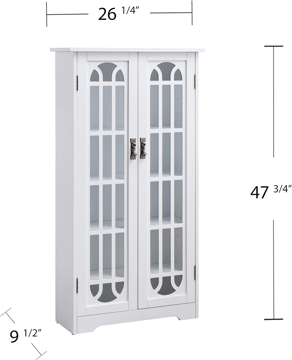 SEI Furniture - Window Pane Media Cabinet - White - Transitional Design, White Glass and Wood - Ideal for Home Office, Living Room (MS1075)